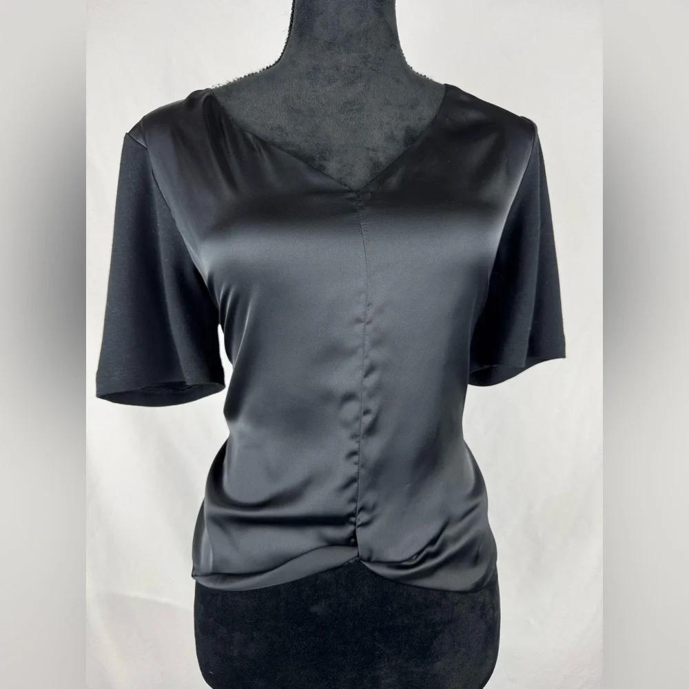 Club Monaco Black Satin Blouse - Picture 2 of 5